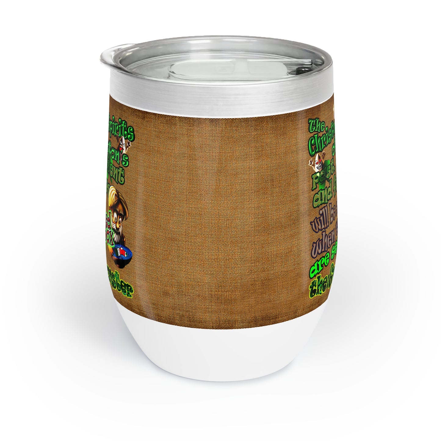 christmas spirits of boston - Chill Wine Tumbler (brown papyrus)