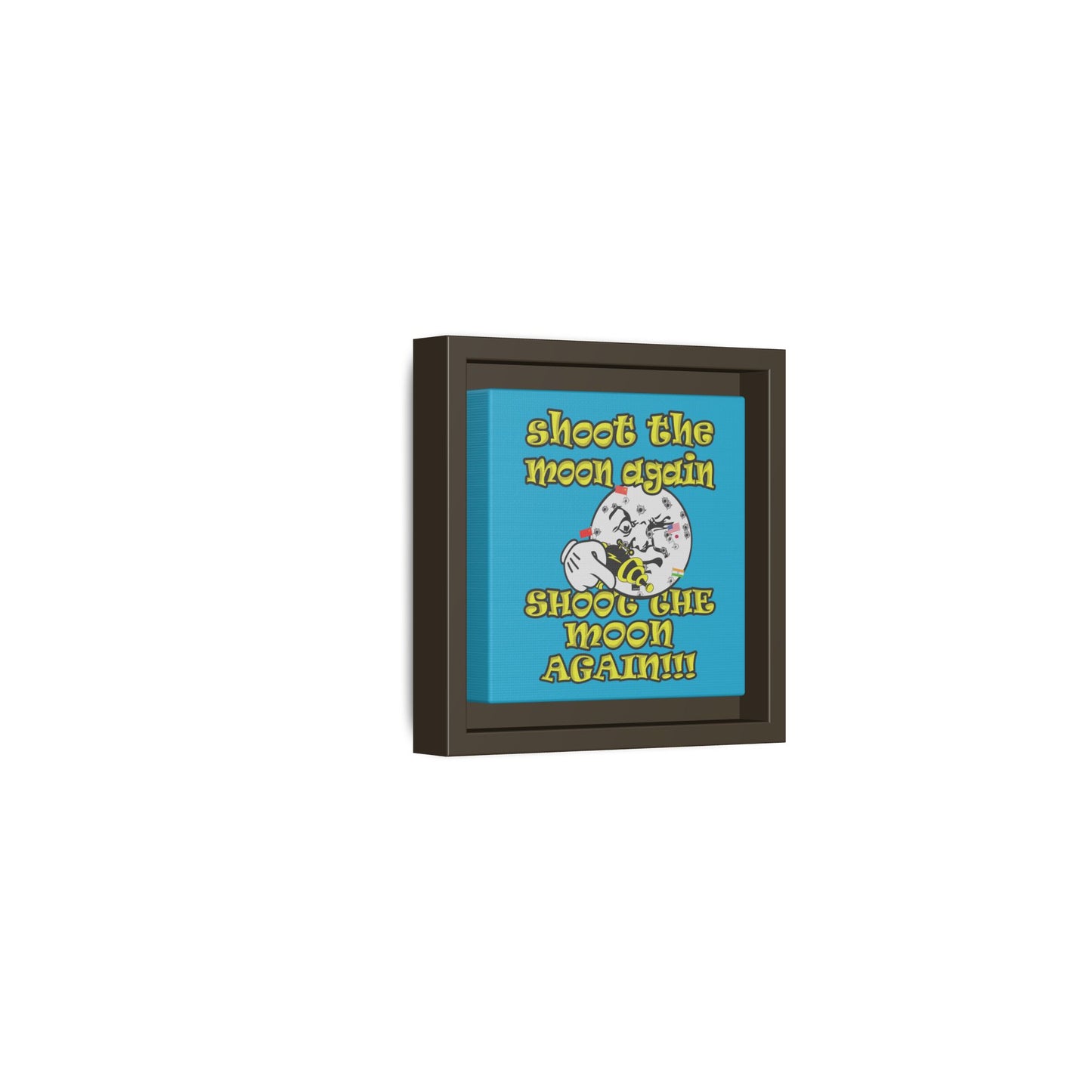 shoot the moon again - framed canvas art (turquoise)