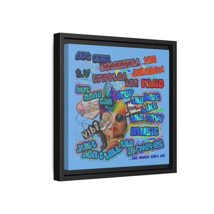 drop the beat - framed canvas art (light blue)