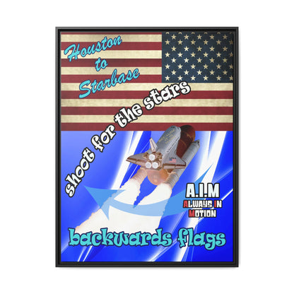 shoot for the stars - framed canvas art (blue-white wave)