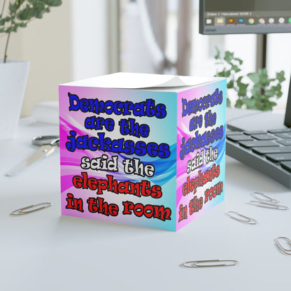 donkeys and elephants - note cube (light blue-pink wave)