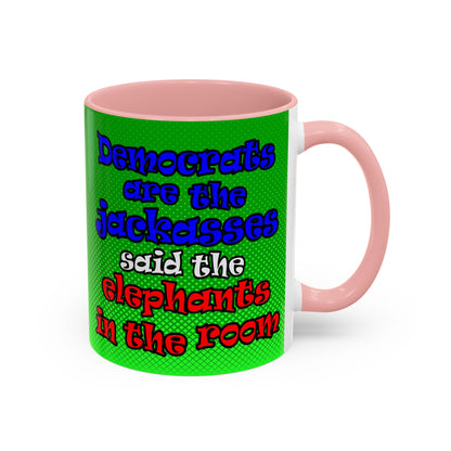 donkeys and elephants - Accent Mug (logo green)