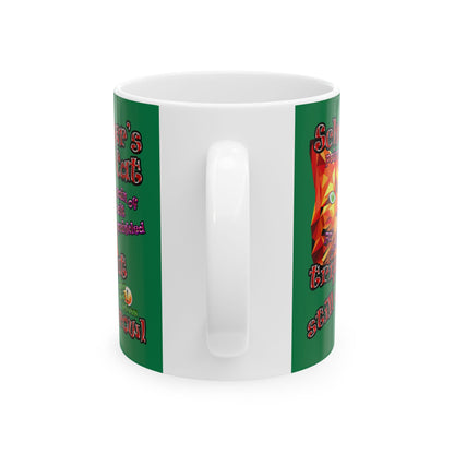 schrodinger's cat - White Mug (dark green)