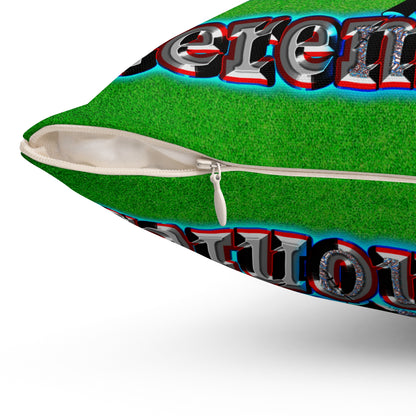 em cee squared - Spun Polyester Square Pillow - (green turf)