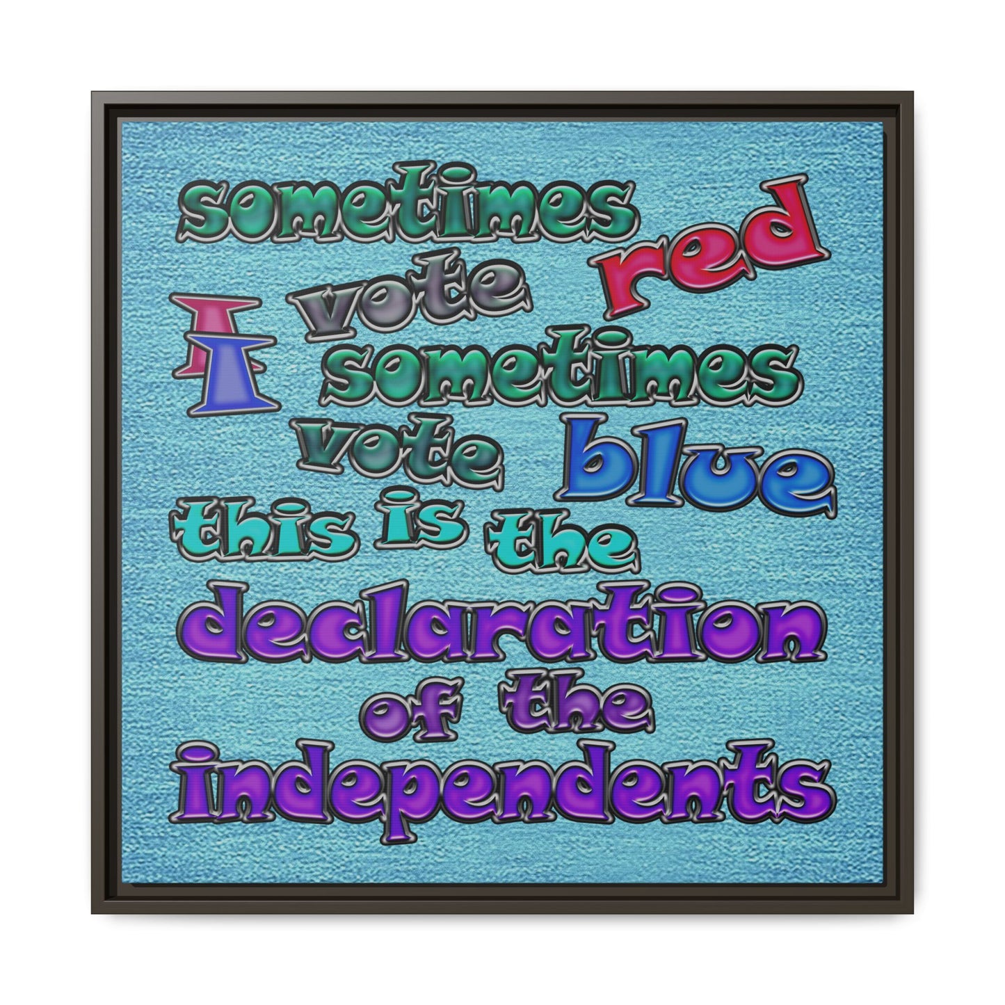 declaration of the independents - framed canvas art (faded blue)