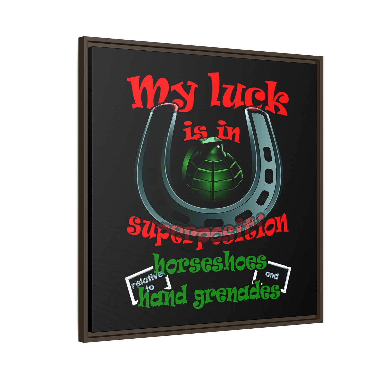 my luck - framed canvas art (black)
