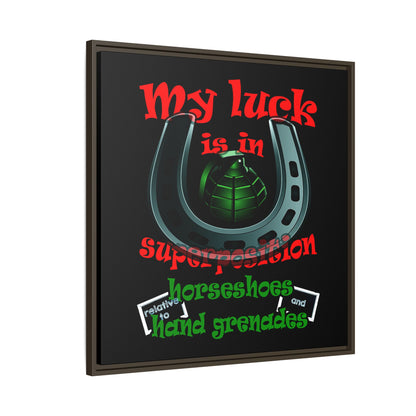 my luck - framed canvas art (black)