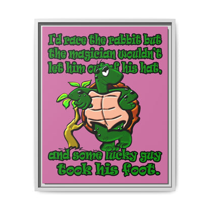 turtle race - framed canvas art (light pink)
