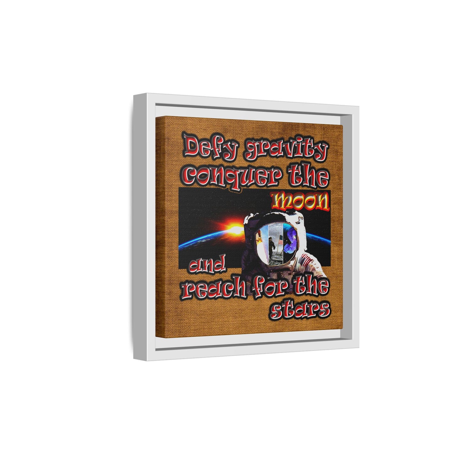 defy conquer reach - framed canvas art (brown papyrus)