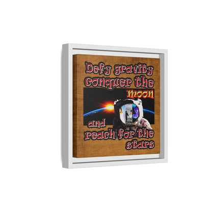 defy conquer reach - framed canvas art (brown papyrus)