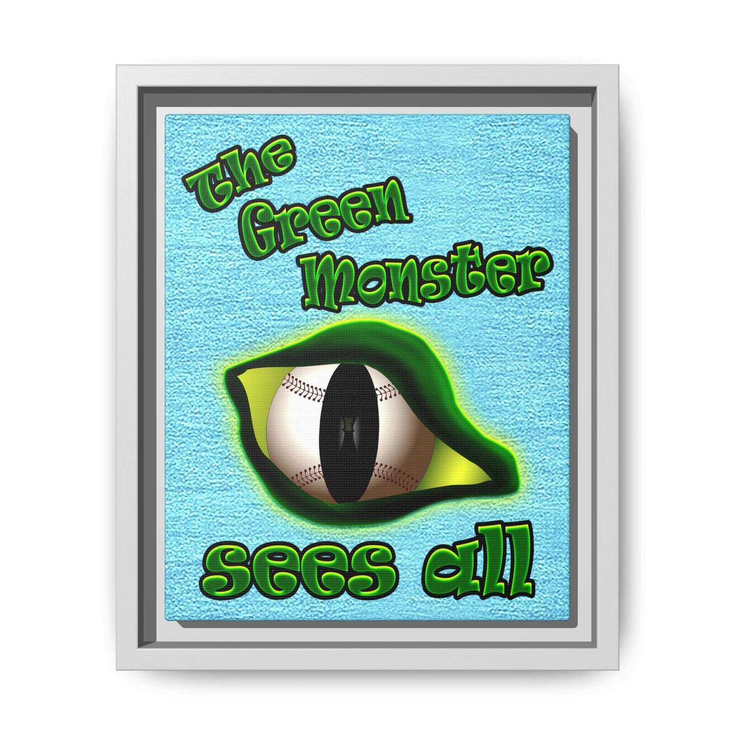 green monster - framed canvas art (faded blue)
