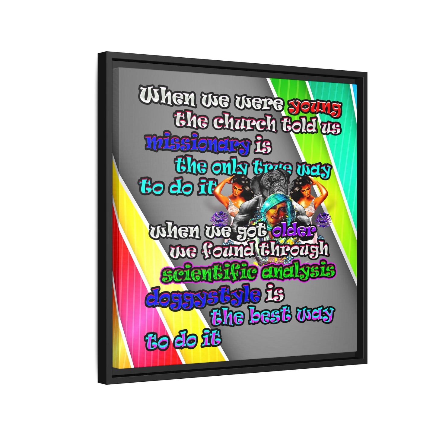 doggystyle - framed canvas art (rainbow split)