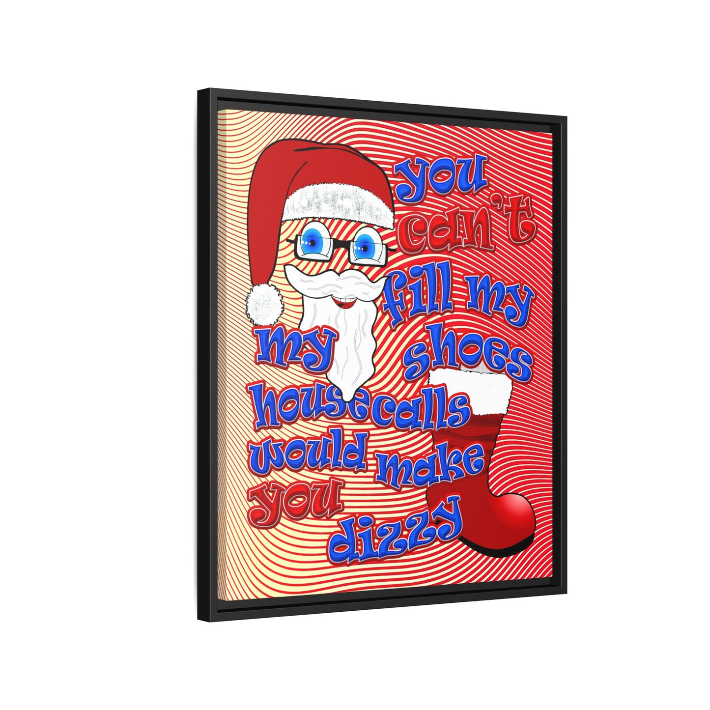 santa's shoes - framed canvas art (yellow-orange wave)