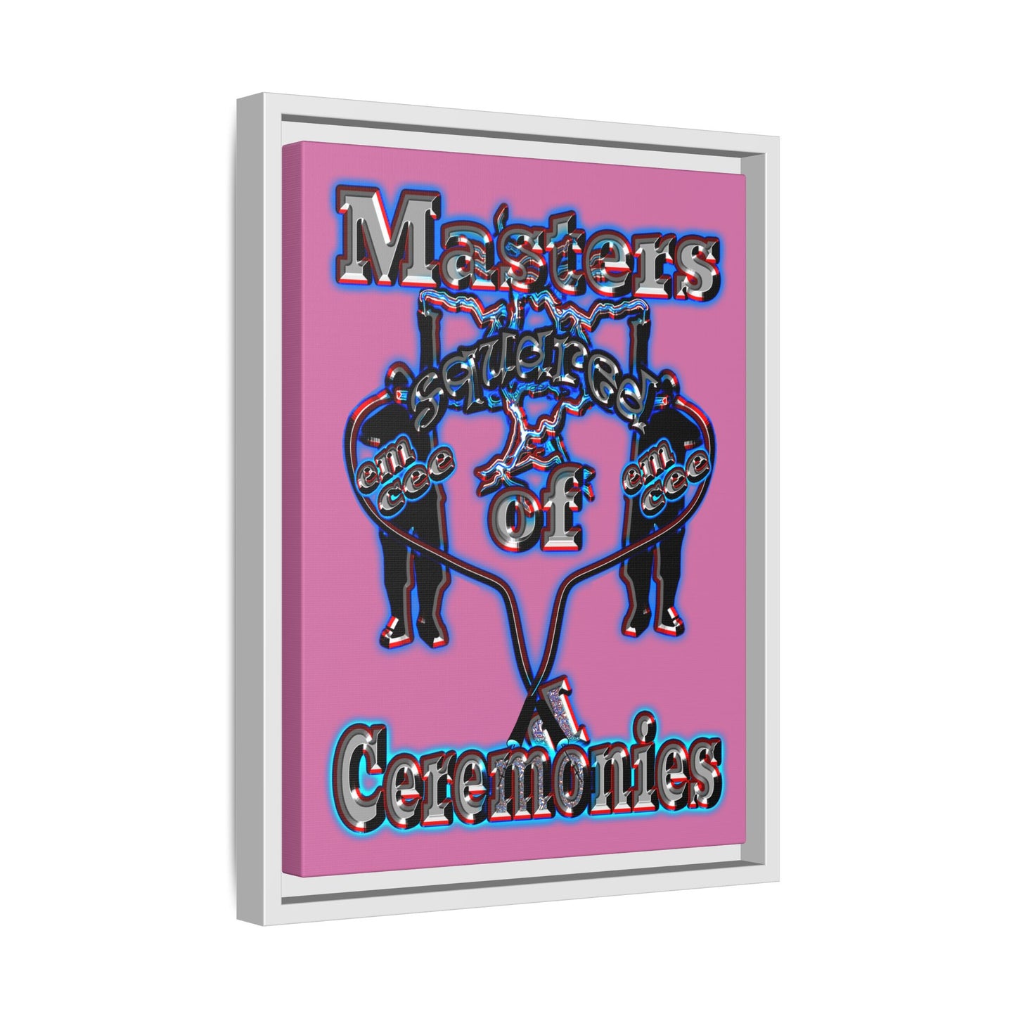 em cee squared - framed canvas art (light pink)