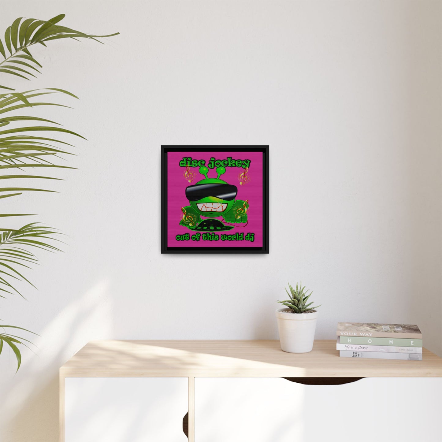 disc jockey - framed canvas art (pink)