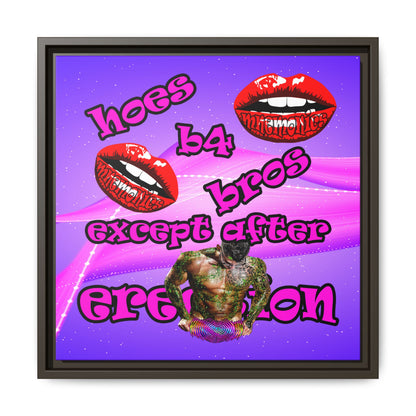 hoes b4 bros - framed canvas art (purple-pink wave)