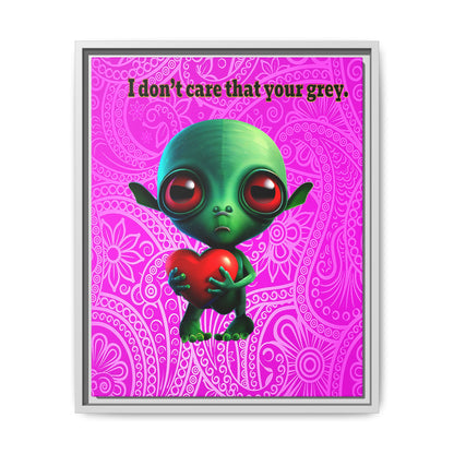 I don't care that your grey - framed canvas art (pink swirl)