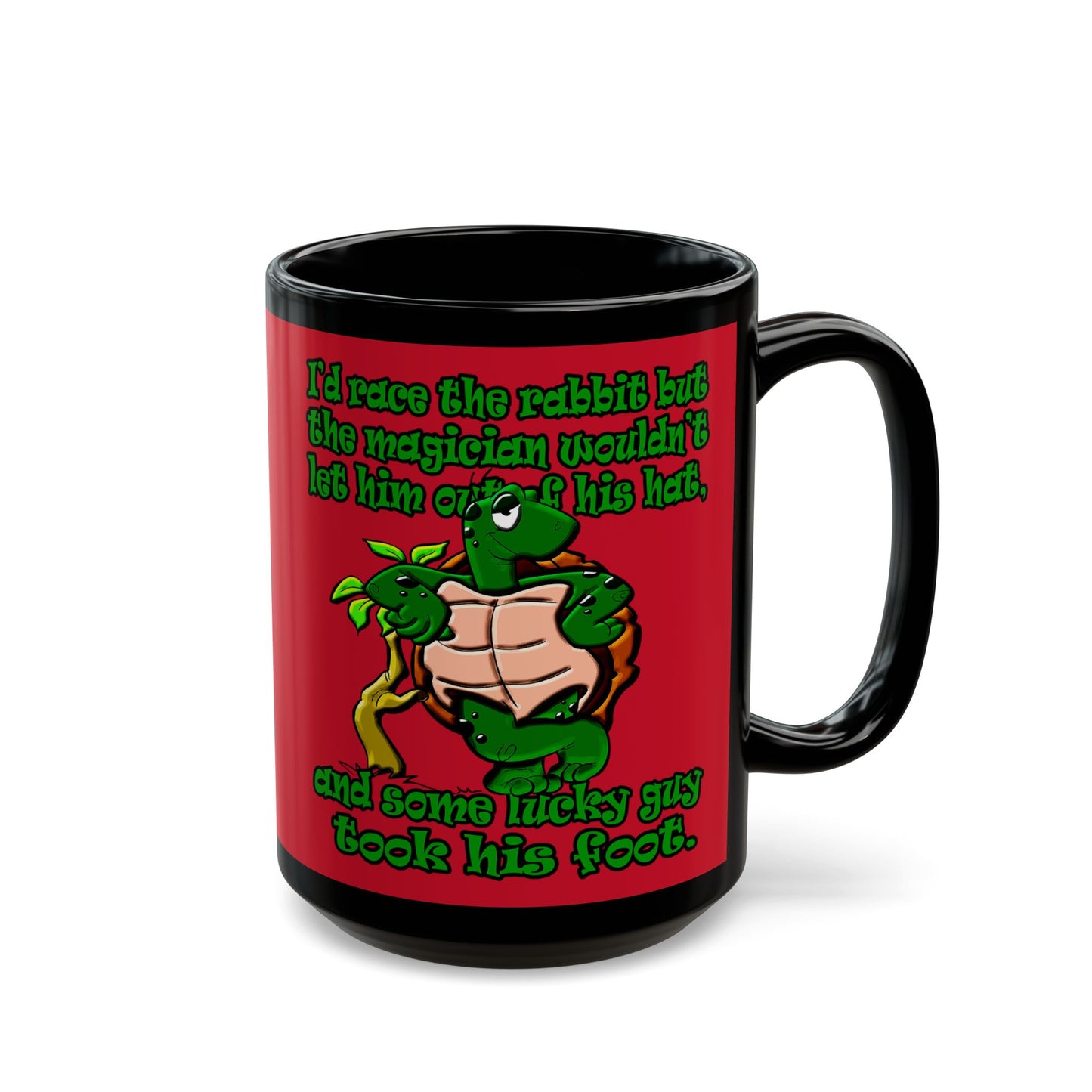 turtle race - Black Mug (dark red)