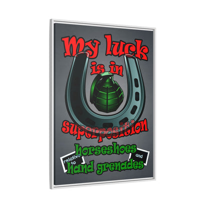 my luck - framed canvas art (grey-light grey)
