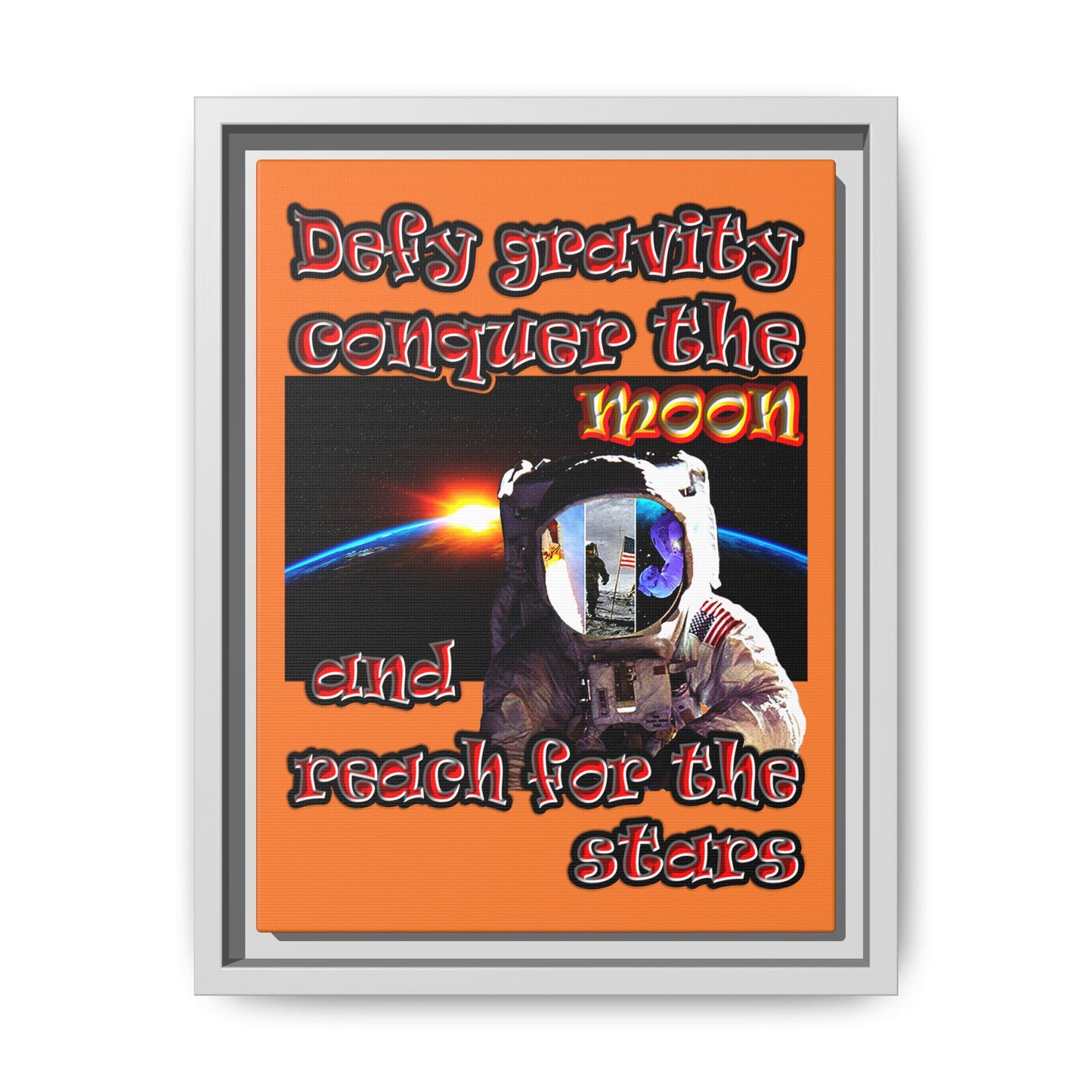 defy conquer reach - framed canvas art (crusta)