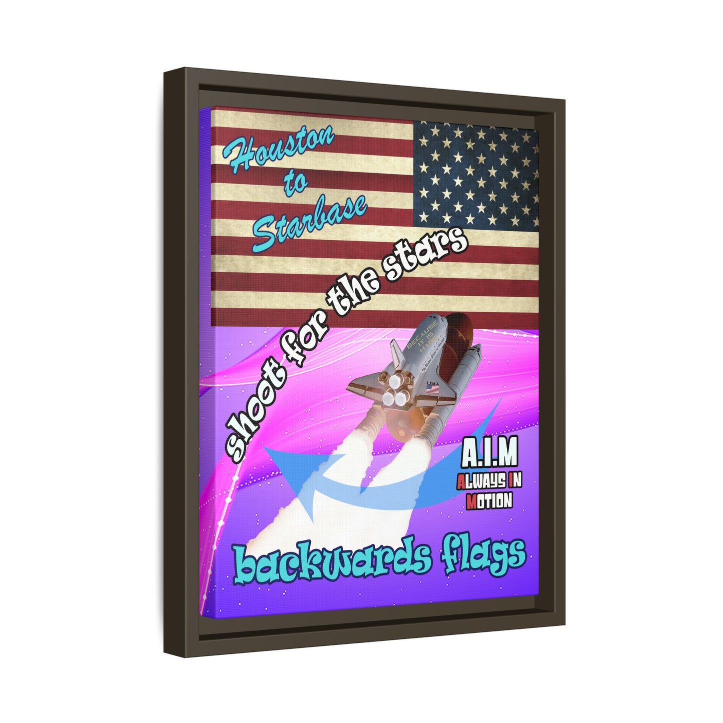 shoot for the stars - framed canvas art (purple-pink wave)