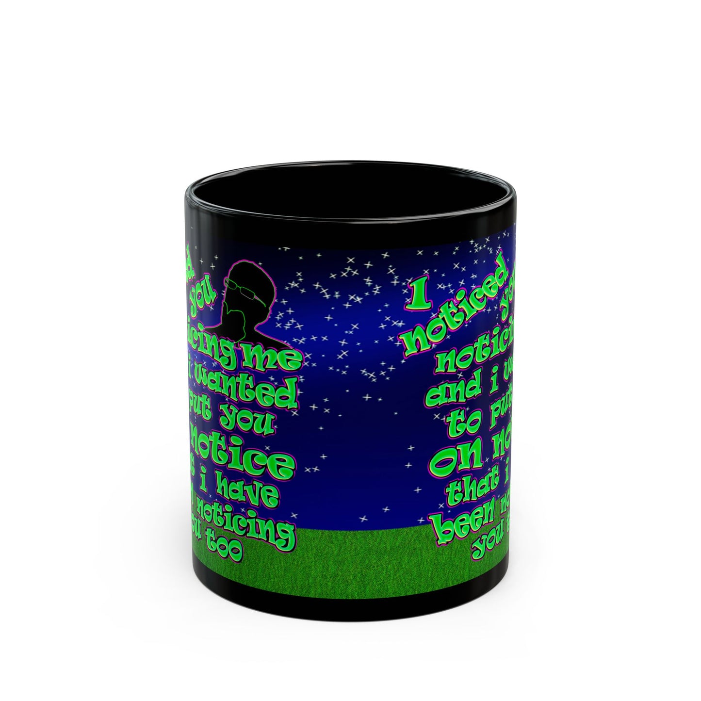 noticed you noticing - Black Mug ('snoops' background)