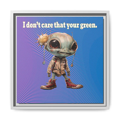 I don't care that your green - framed canvas art (light blue-purple wave)