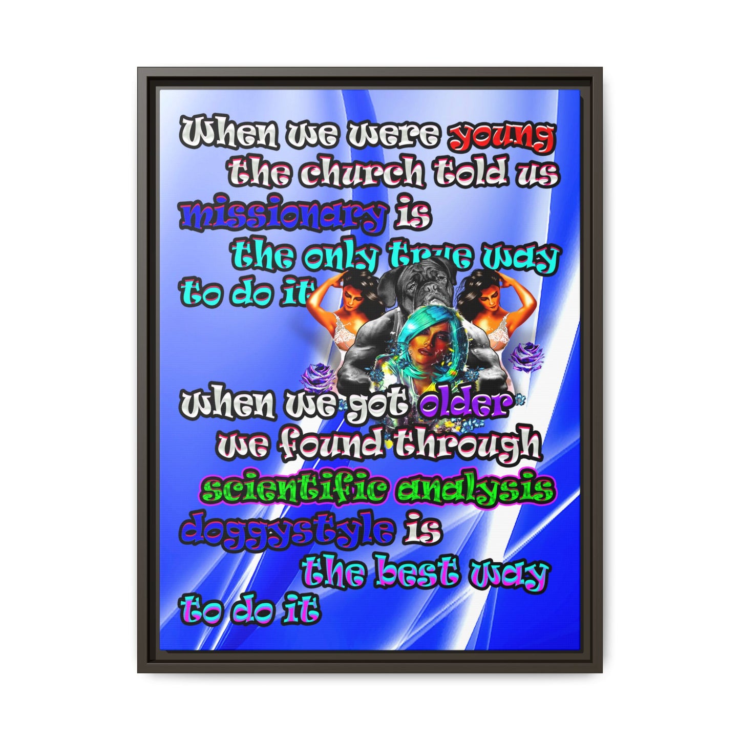 doggystyle - framed canvas art (blue-white wave)