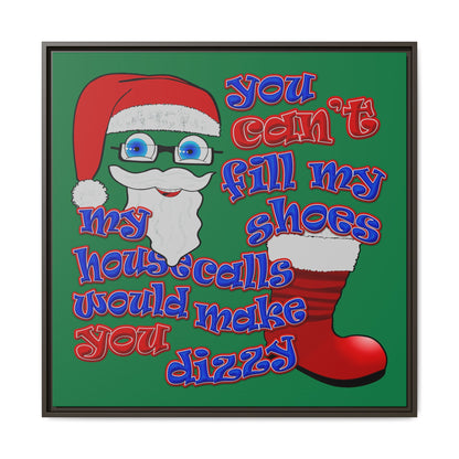 santa's shoes - framed canvas art (dark green)