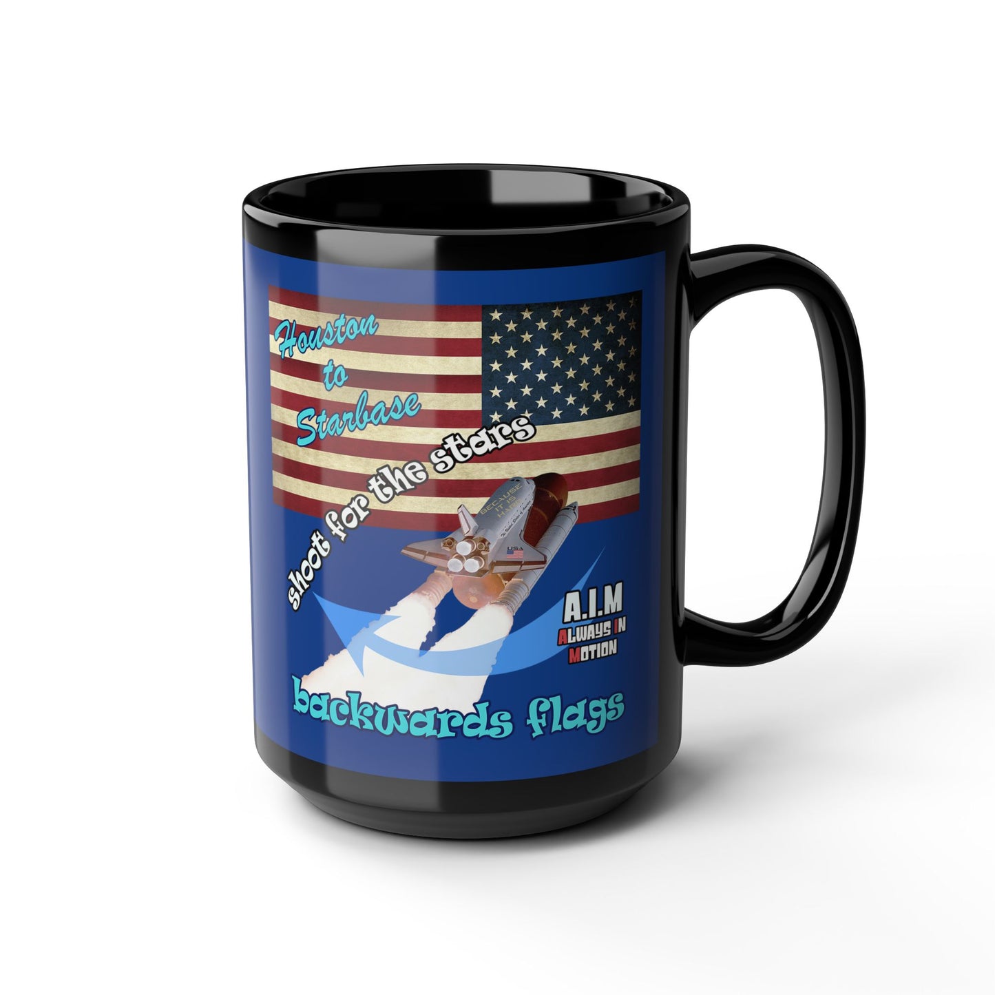 shoot for the stars - Black Mug (dark blue)