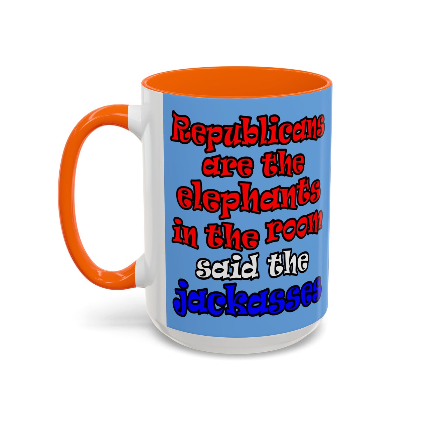 donkeys and elephants - Accent Mug (light blue)