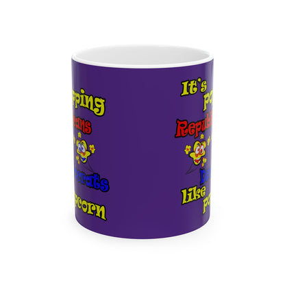 popping like popcorn - White Mug (purple)