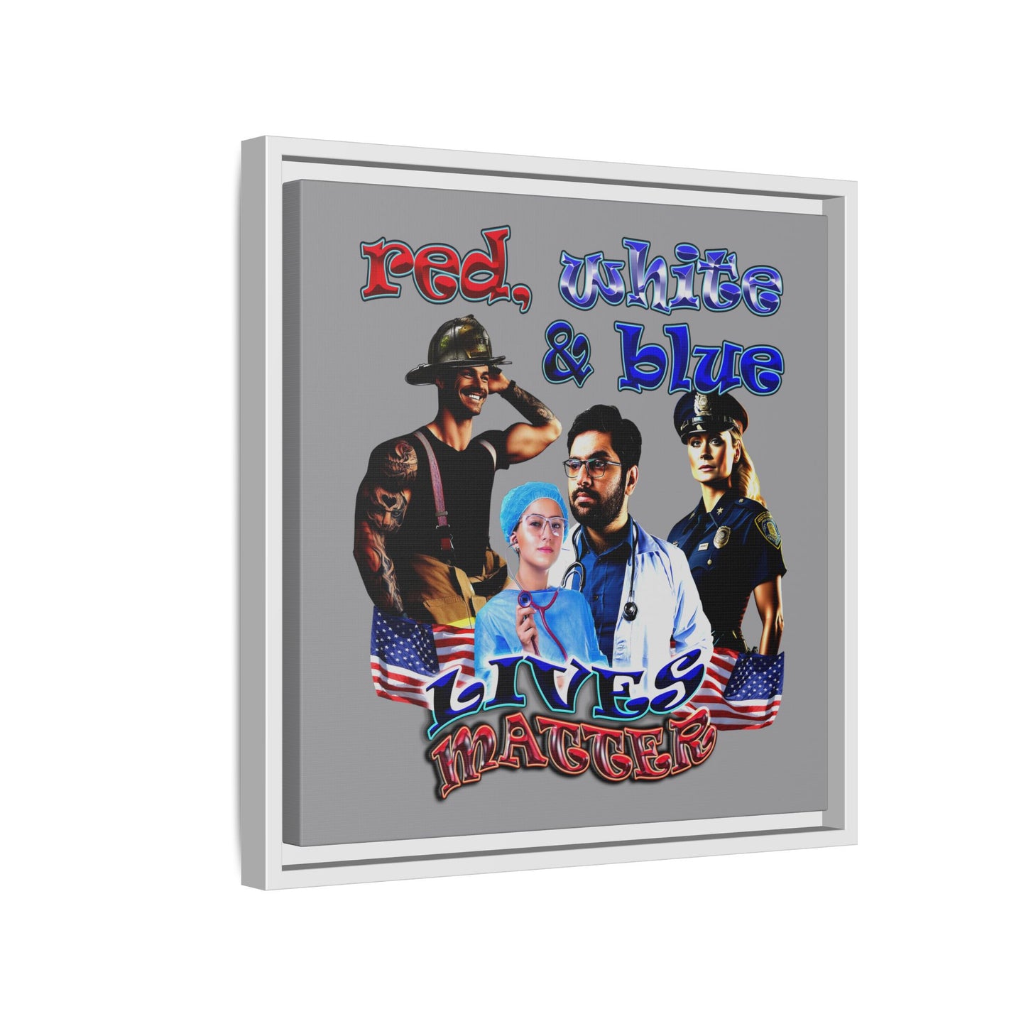 rw&b lives matter - framed canvas art (grey)