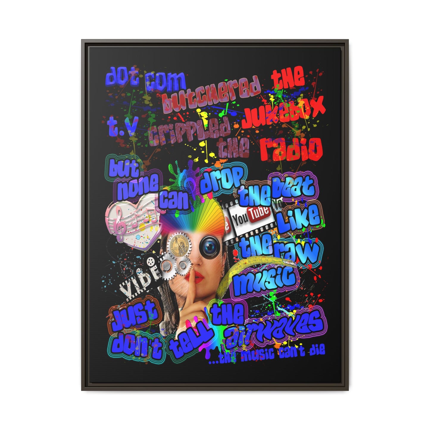 drop the beat - framed canvas art (black)