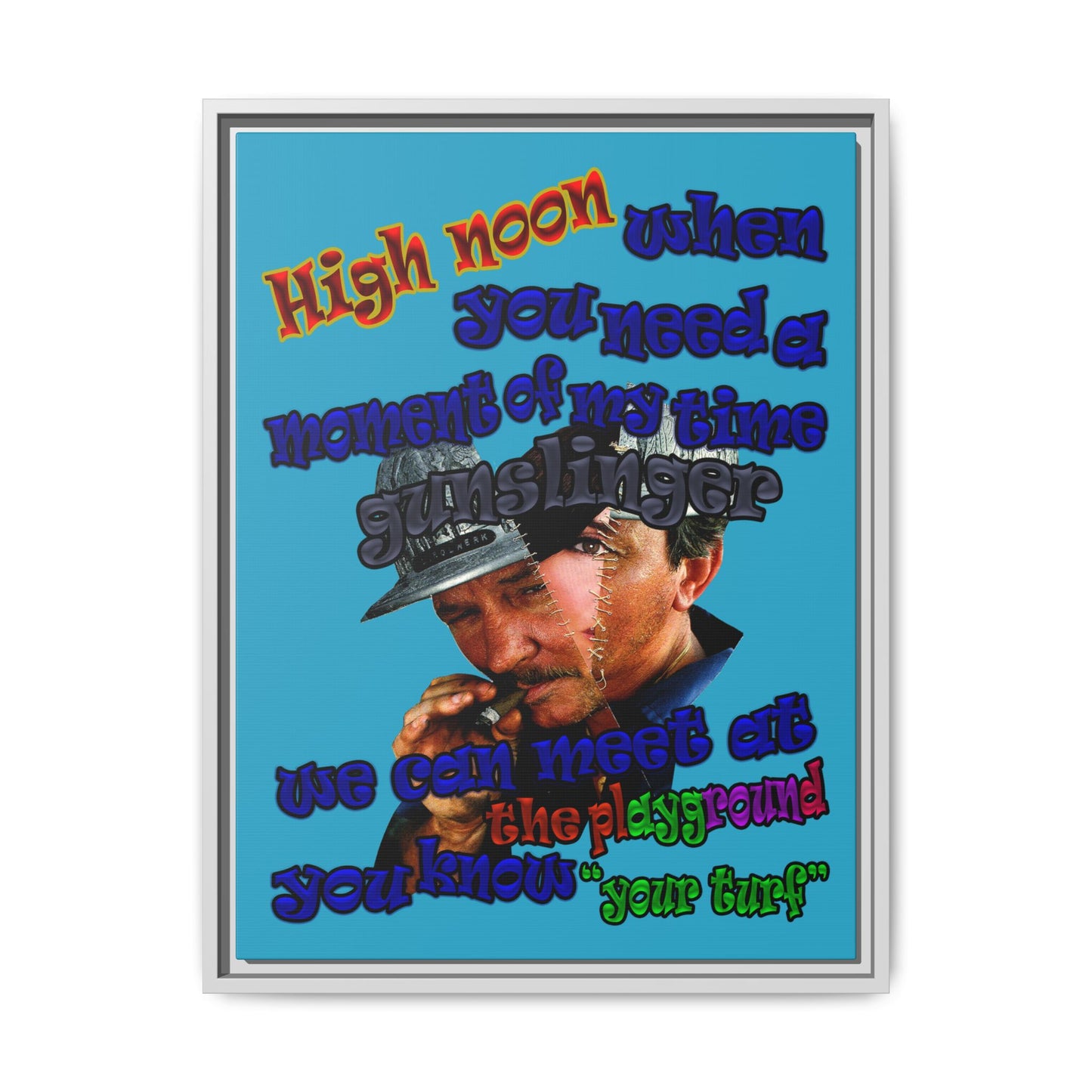 high noon - framed canvas art (turquoise)