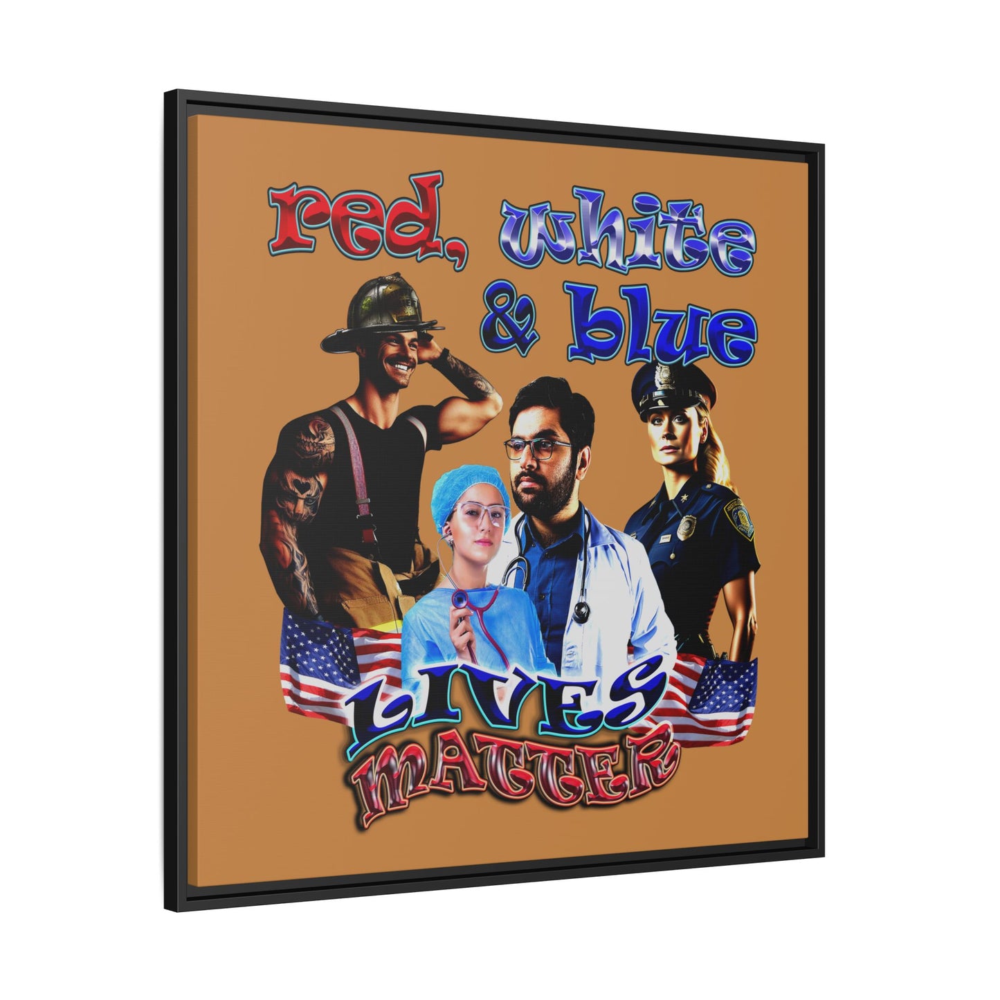 rw&b lives matter - framed canvas art (light brown)