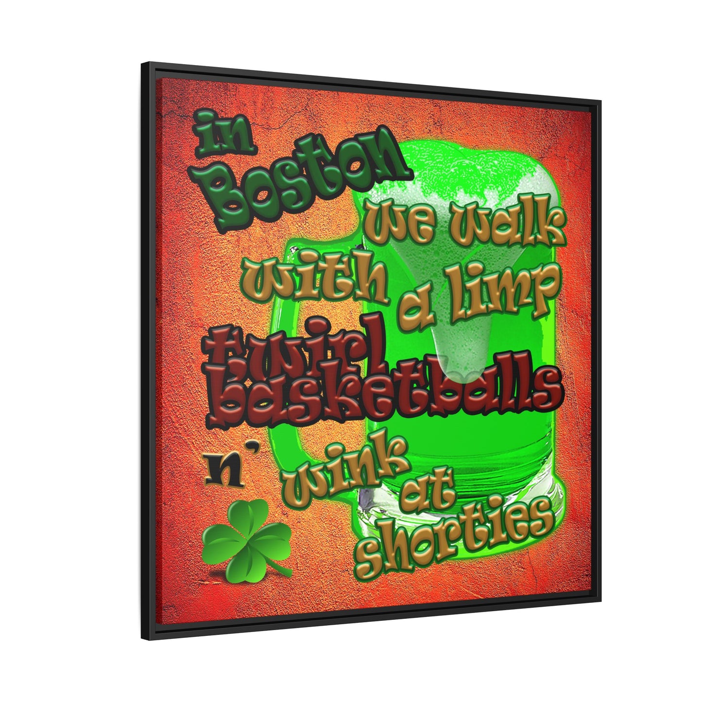 celtics logo - framed canvas art (burnt orange)