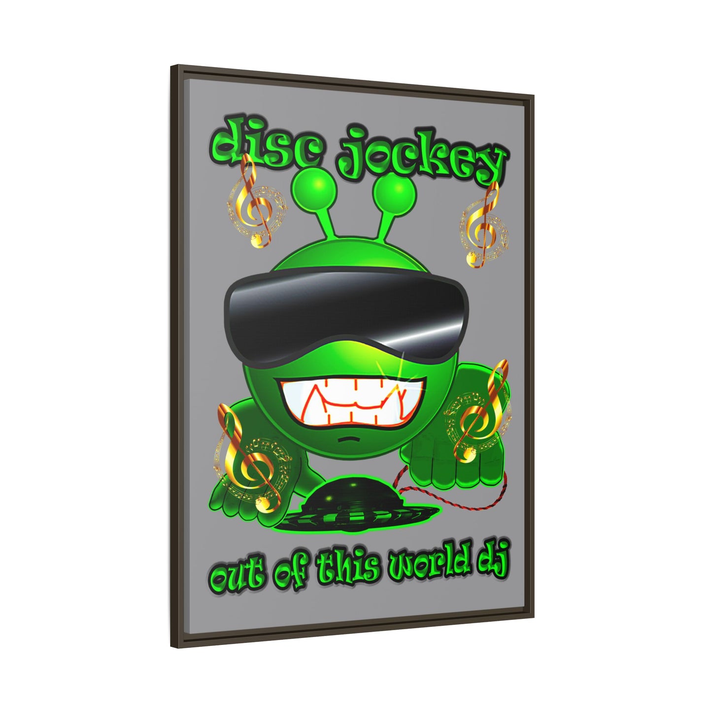 disc jockey - framed canvas art (grey)