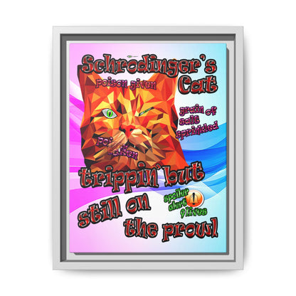schrodinger's cat - framed canvas art (light blue-pink wave)
