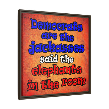 donkeys and elephants - framed canvas art (burnt orange)