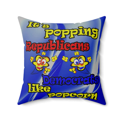 popping like popcorn - Spun Polyester Square Pillow - (blue-white wave)