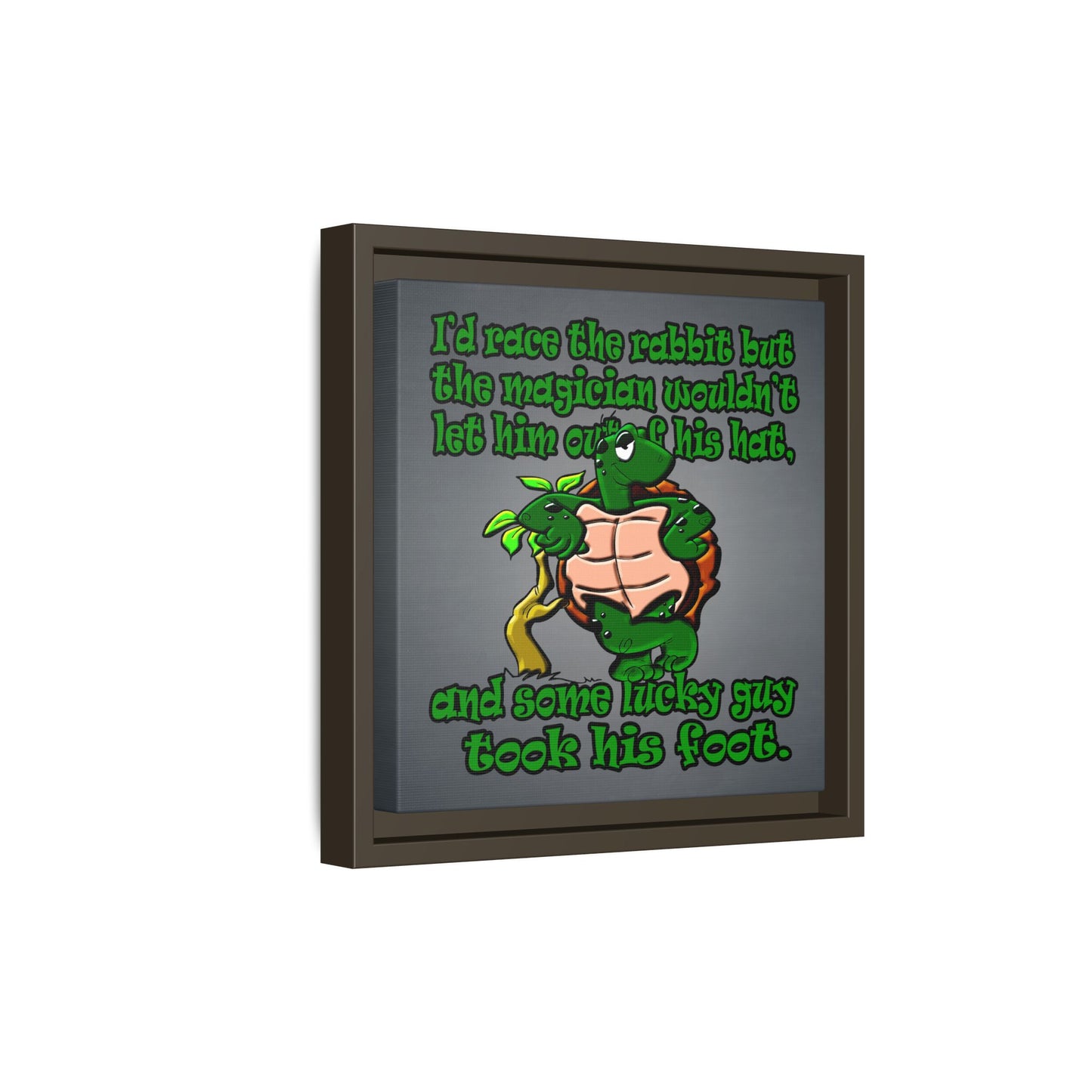 turtle race - framed canvas art (grey-light grey)