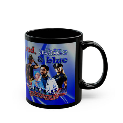 rw&b lives matter - Black Mug (blue-white wave)