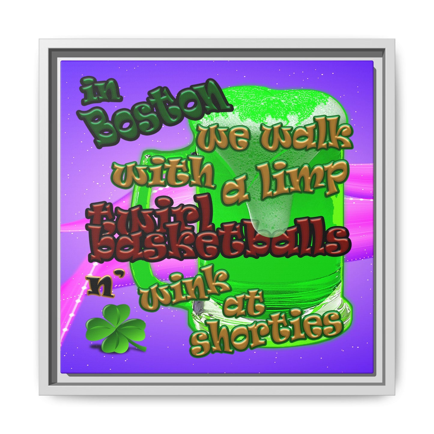 celtics logo - framed canvas art (purple-pink wave)