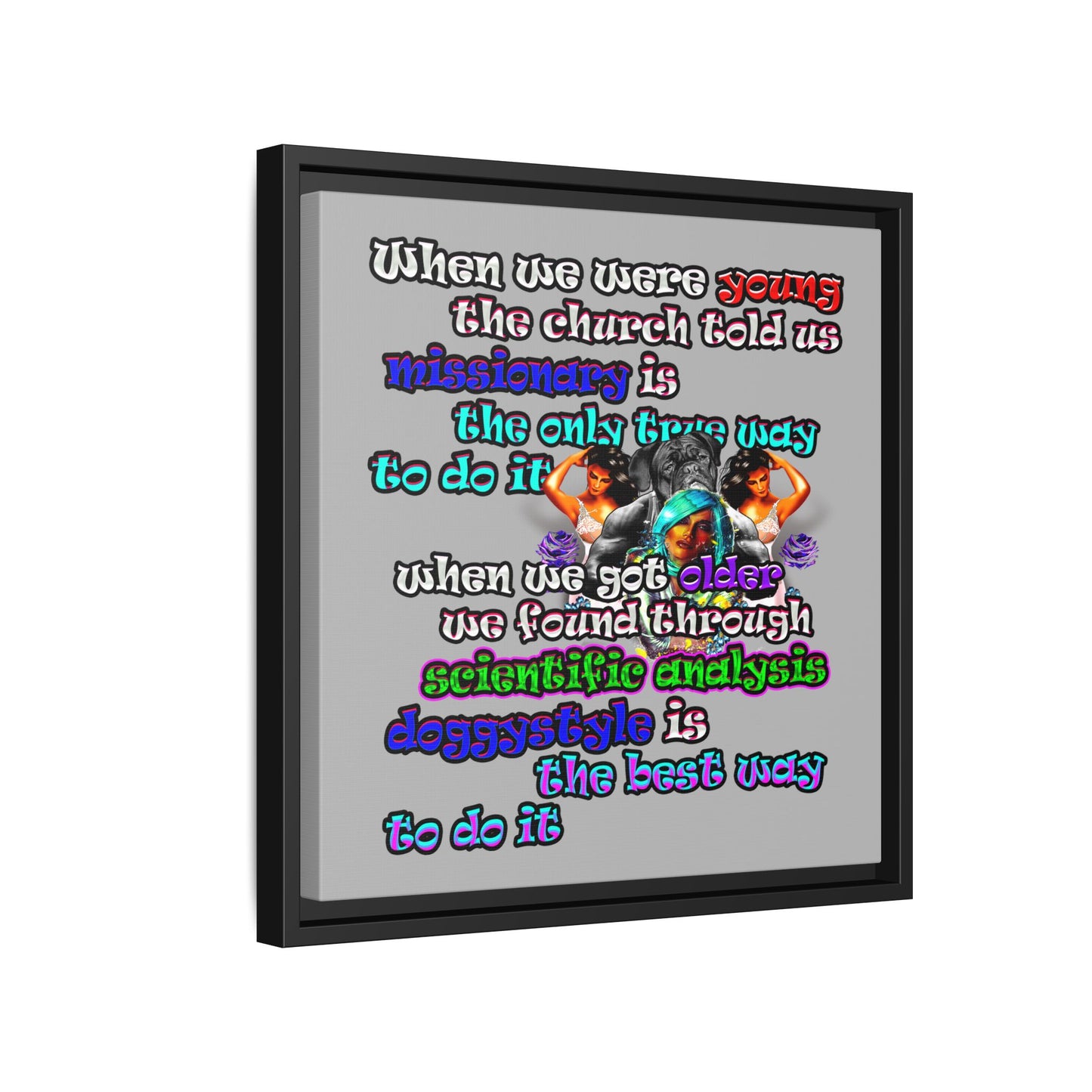 doggystyle - framed canvas art (light grey)