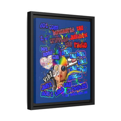 drop the beat - framed canvas art (dark blue)