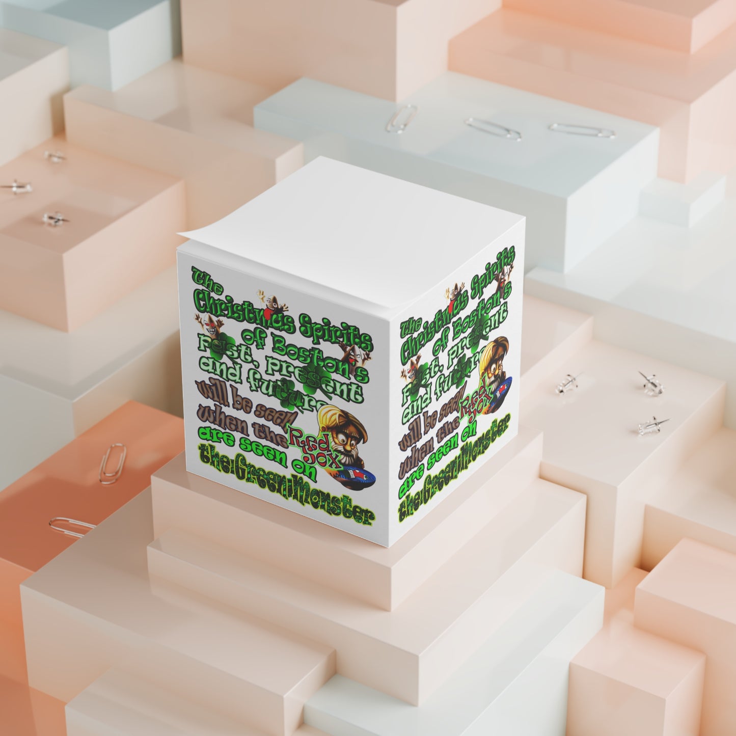 christmas spirits of boston - note cube (white)