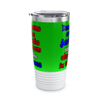 donkeys and elephants - Ringneck Tumbler, 20oz (logo green)