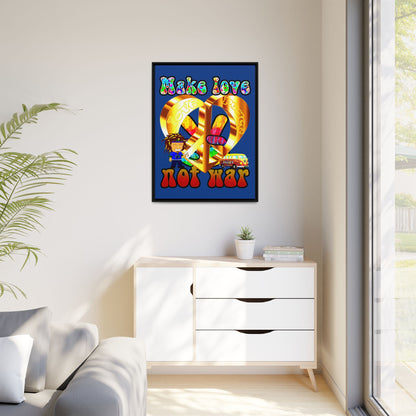 love peace - framed canvas art (dark blue)