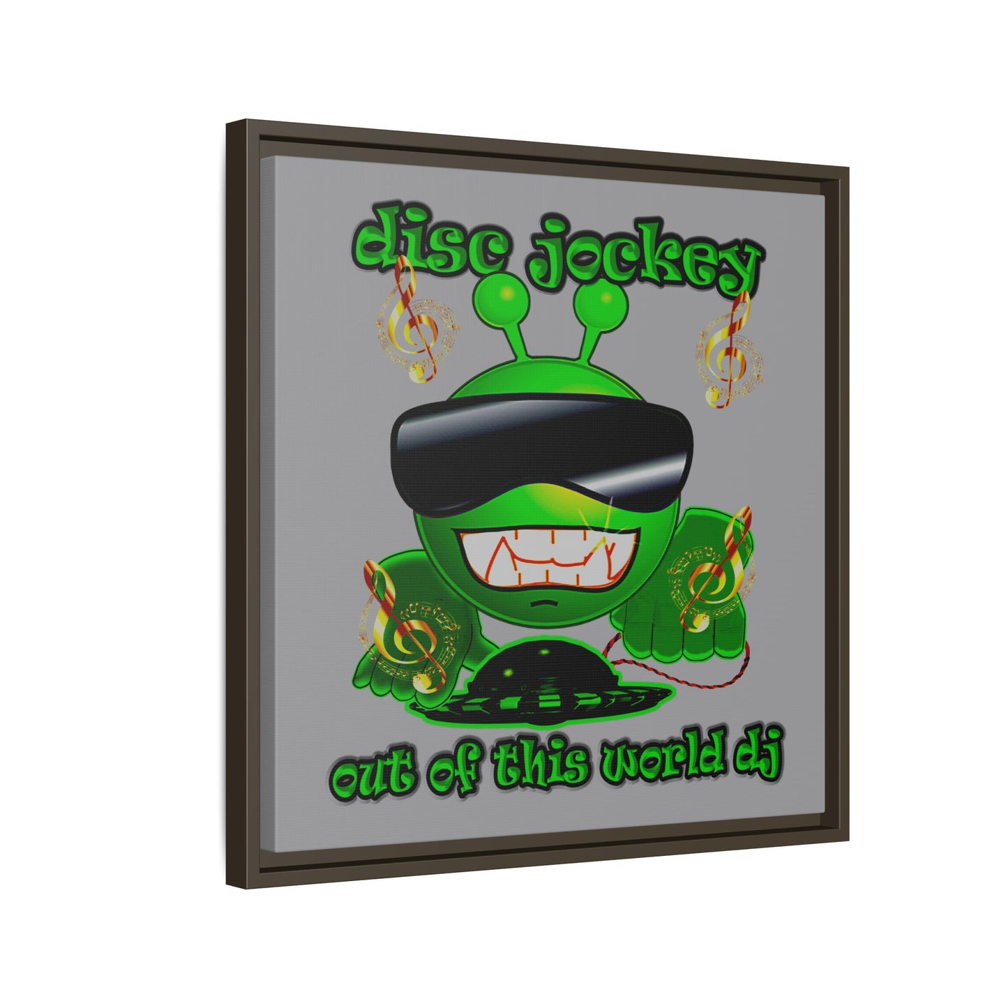 disc jockey - framed canvas art (grey)